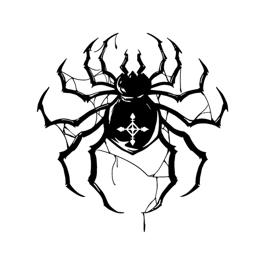 SteezyInk Phantom Spider Temporary Tattoo - Black spider design with cross symbol for tattoo