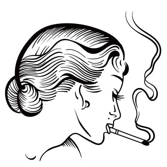 SteezyInk Smoking Lady Temporary Tattoo. Minimalist retro woman smoking, for edgy style lovers. Up to 2 weeks wear.