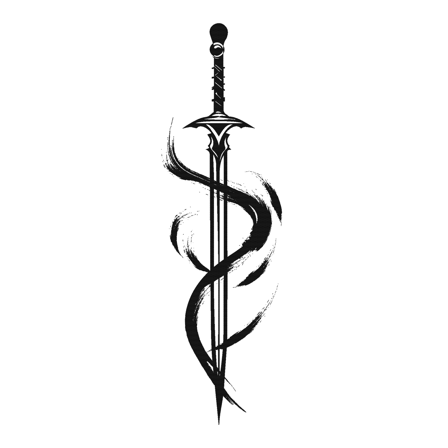 SteezyInk Brushstroke Blade Temporary Tattoo - Black sword design, skin-safe, temporary tattoo.