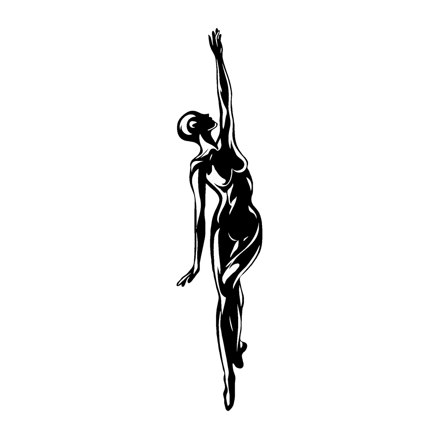 SteezyInk Elegant Pose Temporary Tattoo - Black and white female figure reaching upward for artistic expression
