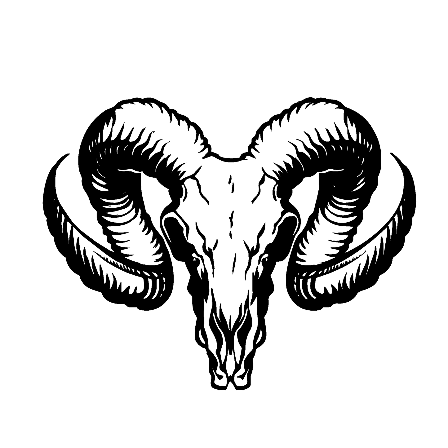 SteezyInk Ram Skull Temporary Tattoo - Black ram skull design, 6.5x6.5 inch, up to two weeks wear.