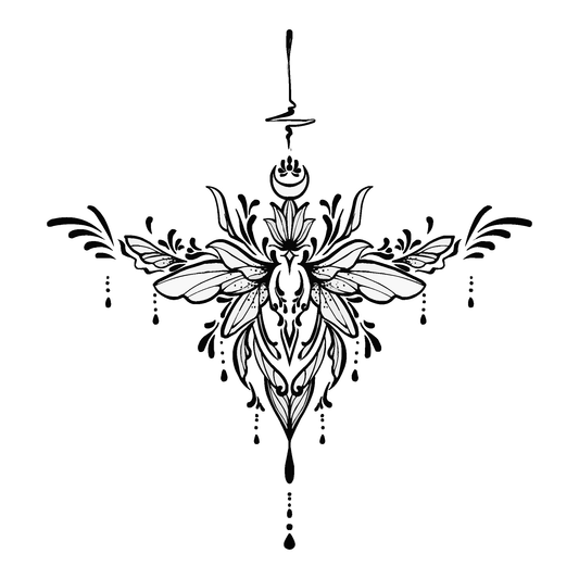 SteezyInk Balance & Growth Arrangement Temporary Tattoo - Black floral design symbolizing balance