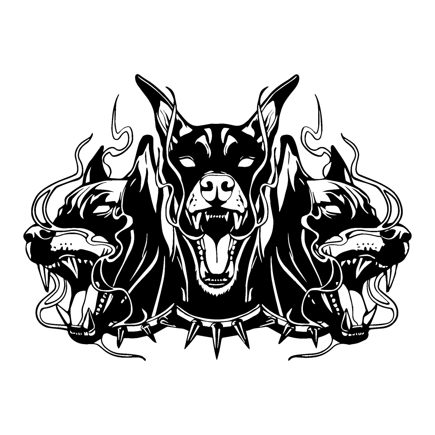 SteezyInk Cerberus temporary tattoo: Black three-headed dog, symbolizing strength and protection.