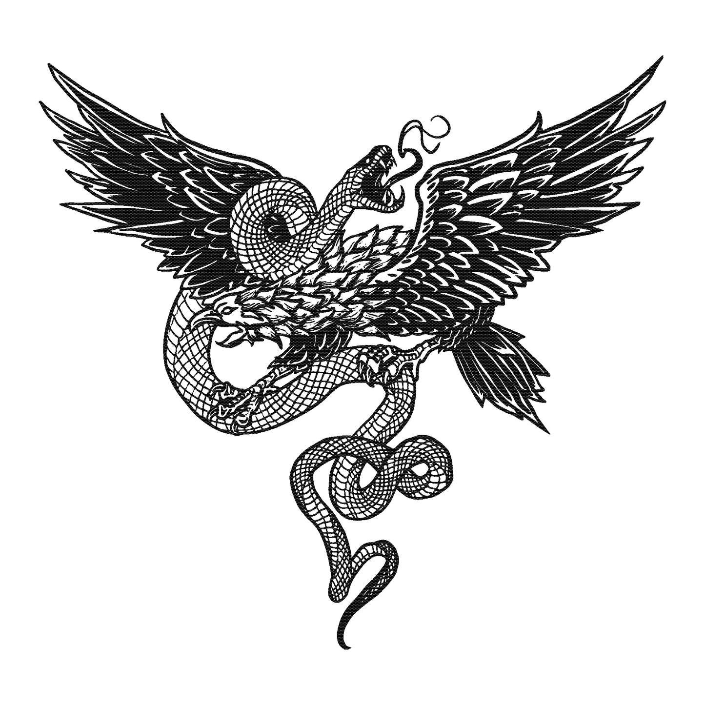 SteezyInk Eagle x Serpent Temporary Tattoo, black ink design of eagle battling serpent.