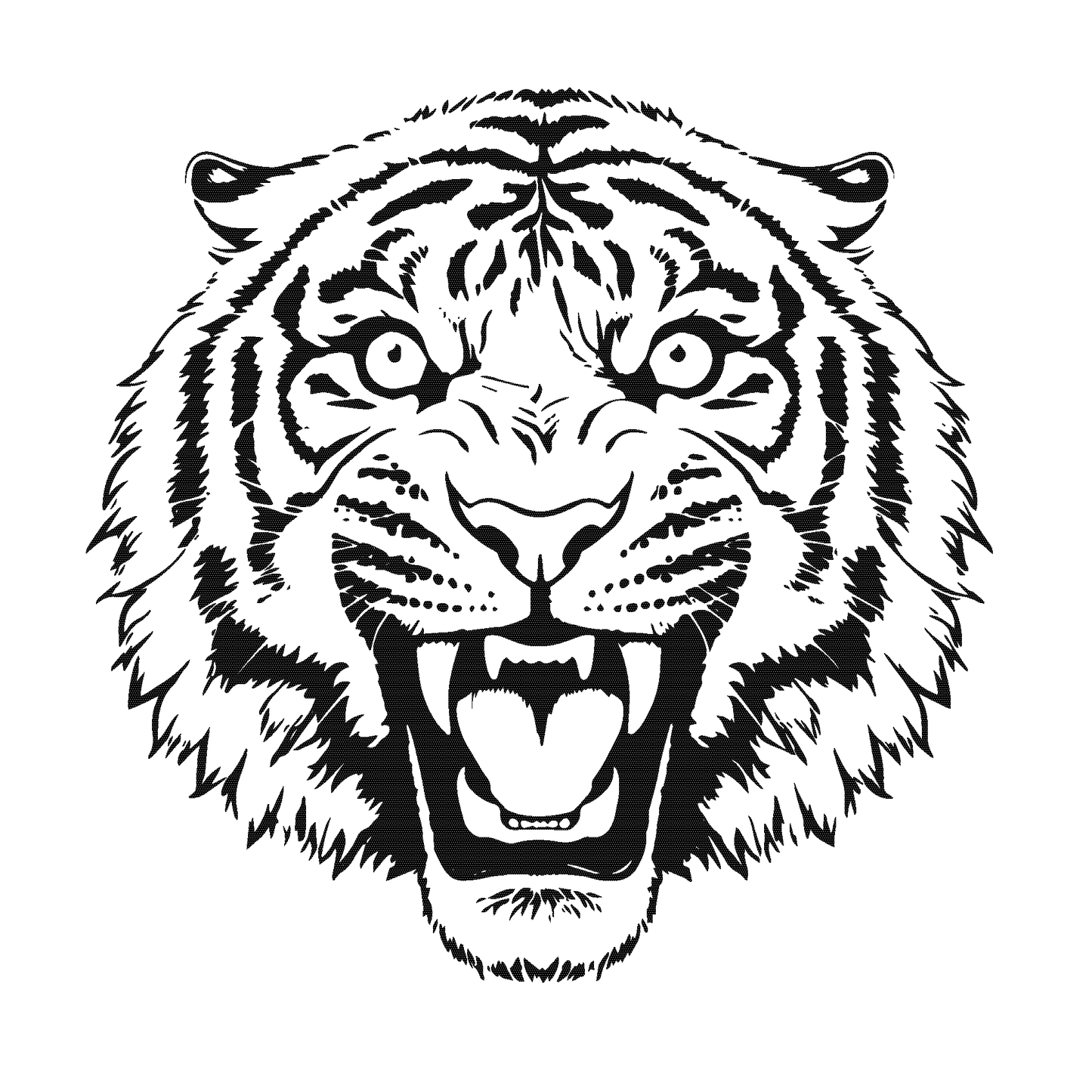 SteezyInk Fierce Tiger Head Temporary Tattoo - Black and white roaring tiger face