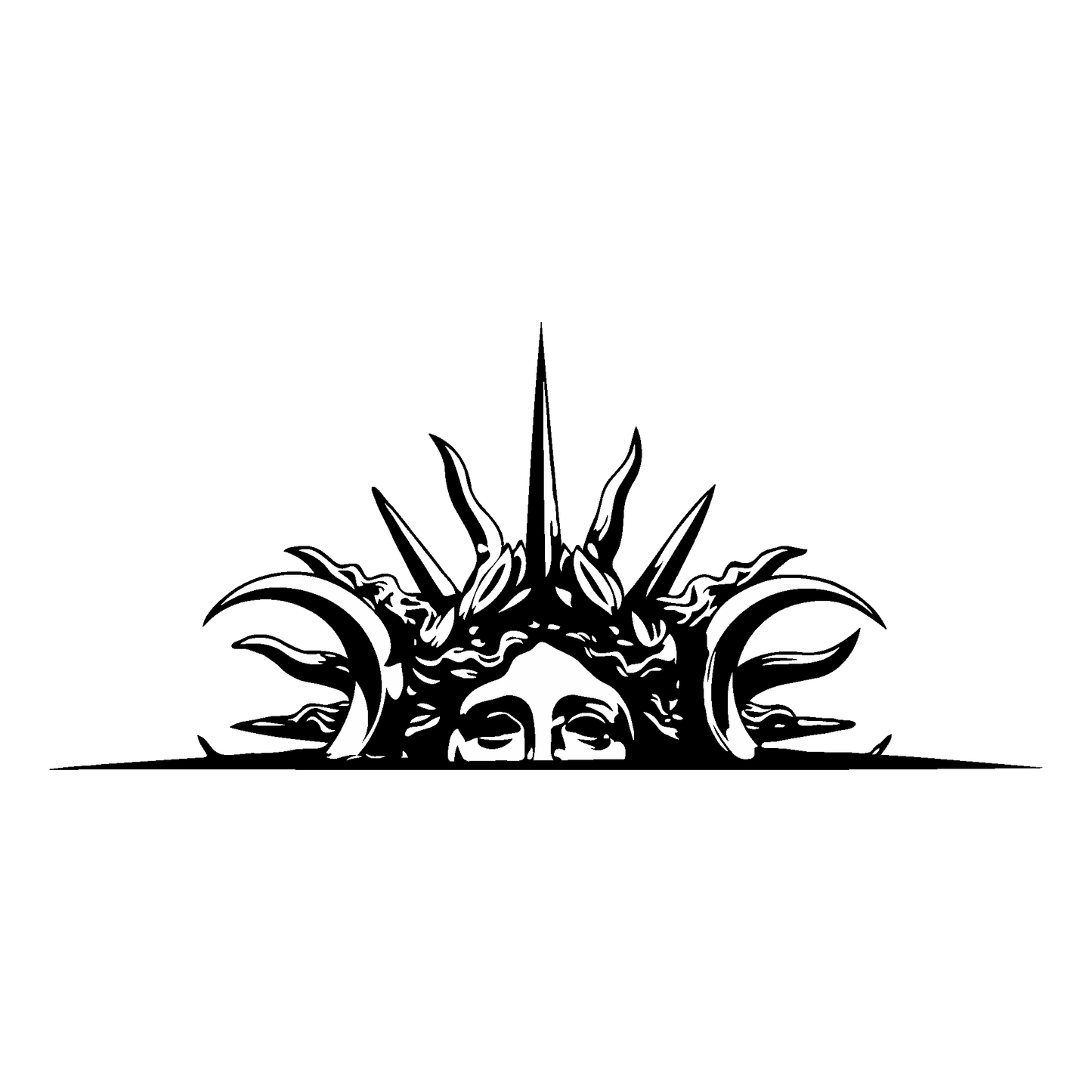 SteezyInk Crowned Gaze Temporary Tattoo - Mysterious face with crown accents, black and white design