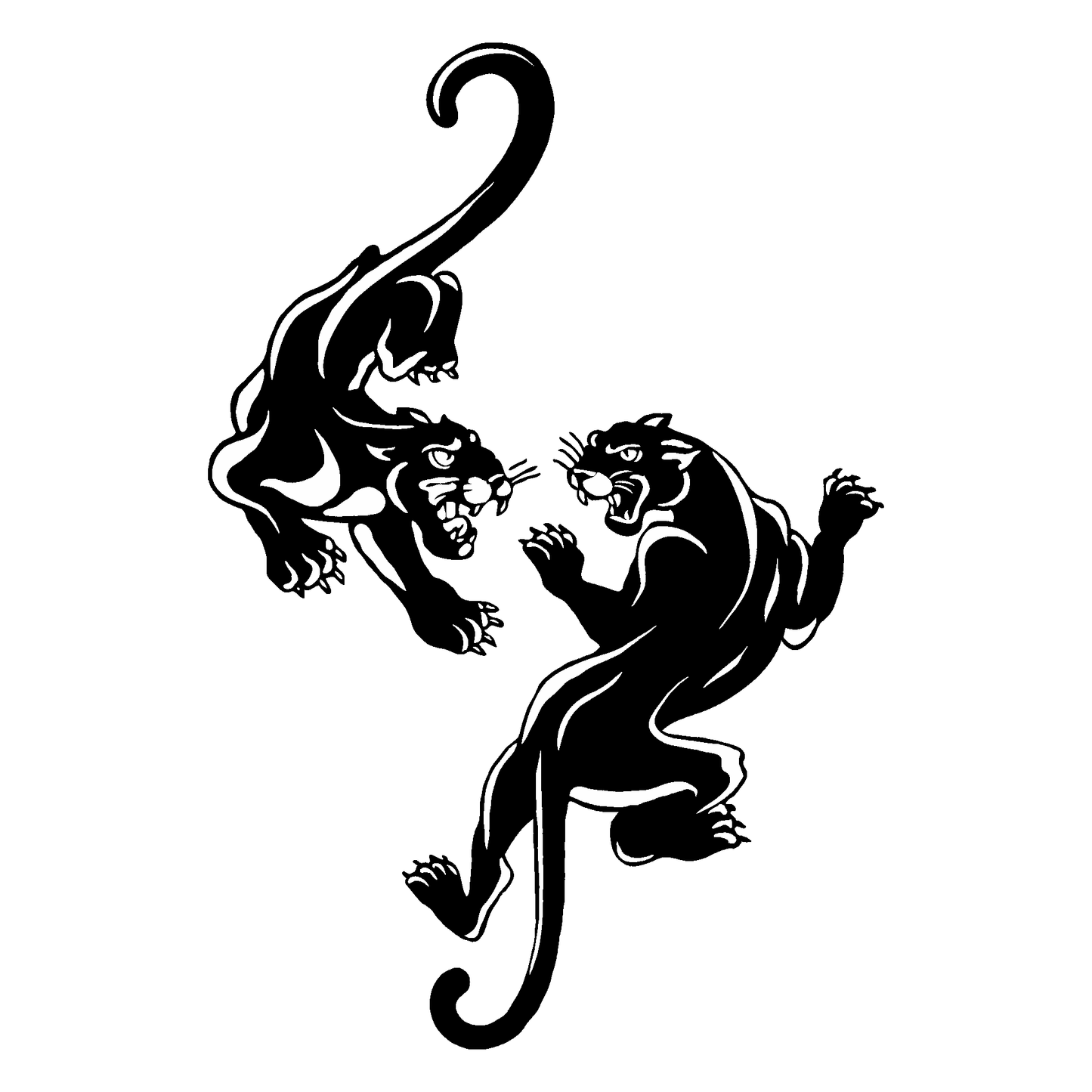 SteezyInk Dueling Panthers Temporary Tattoo: Dynamic black panthers in a battle stance, symbolizing strength and power.