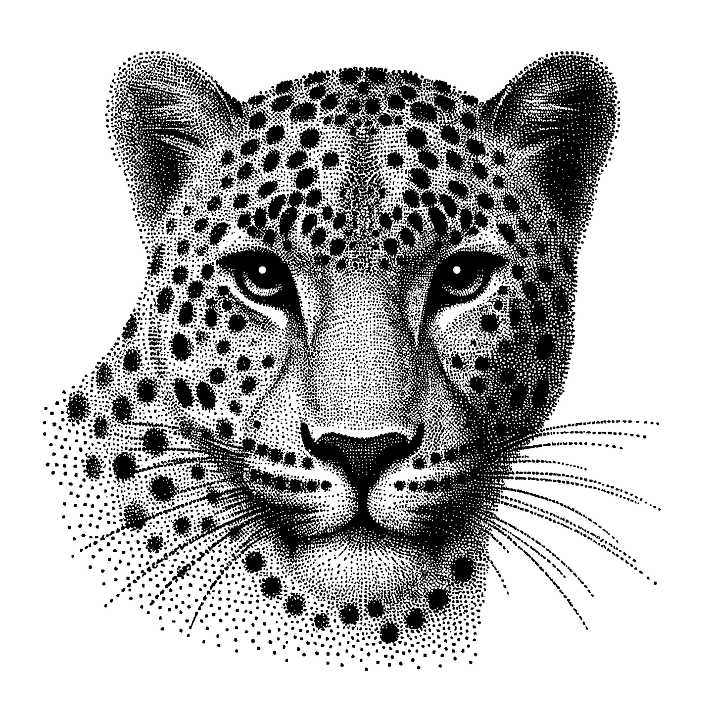 SteezyInk Leopard Portrait Temporary Tattoo, dot work leopard face design, up to two weeks wear.