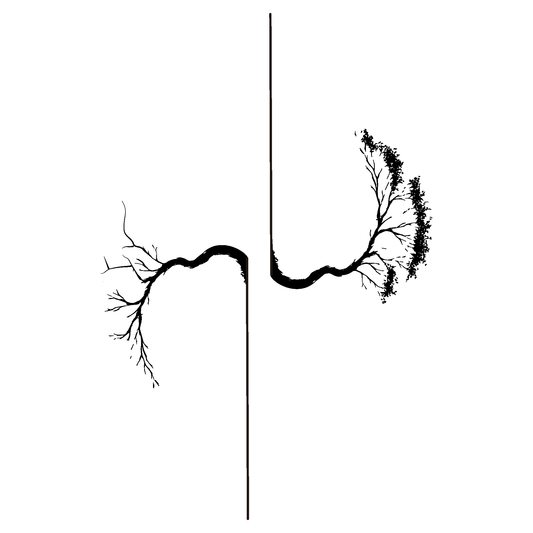 SteezyInk Duality Temporary Tattoo: Black tree design symbolizing balance and duality.