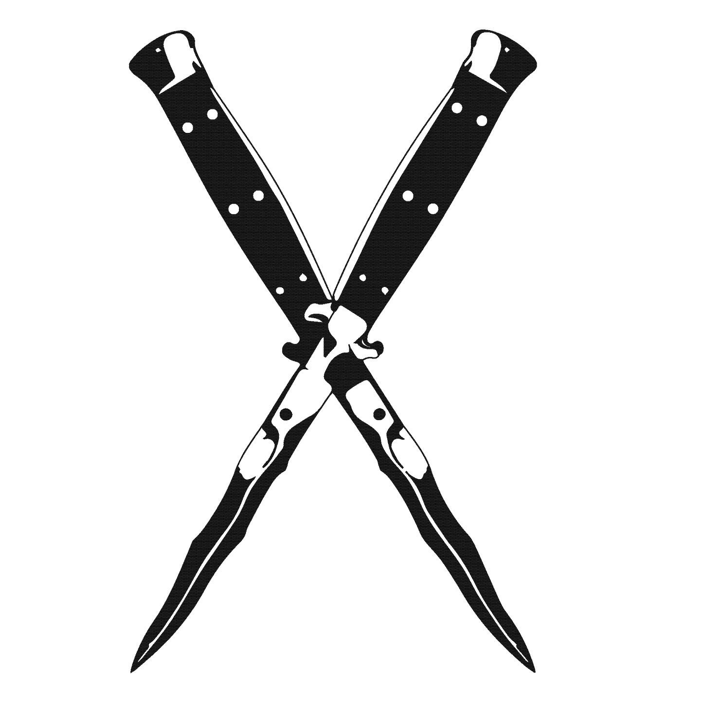 SteezyInk Crossed Blades Temporary Tattoo. Black knives crossed, symbolizing strength and resilience.