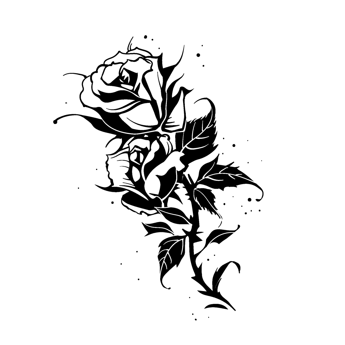 Eternal Roses temporary tattoo by SteezyInk, black and white floral design.