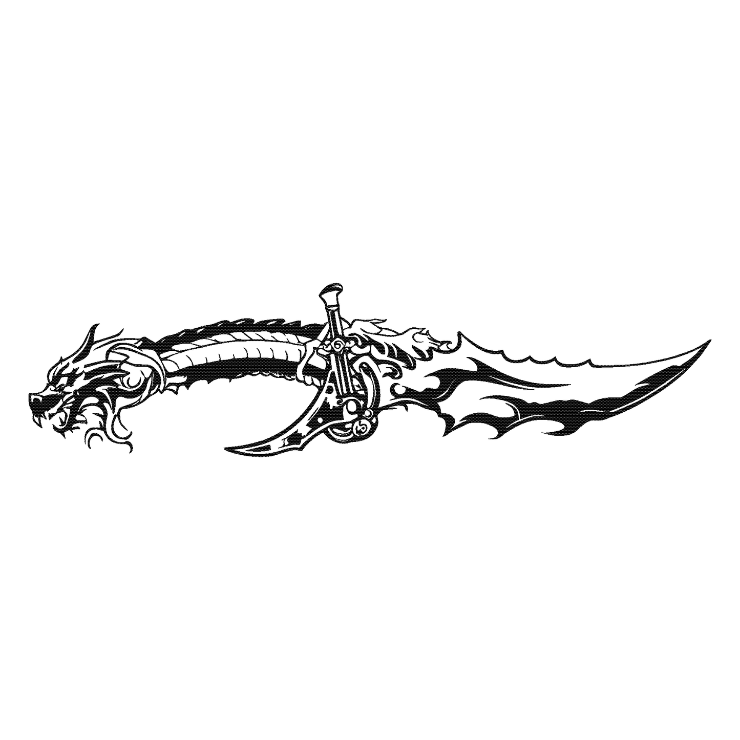SteezyInk Dragon Blade Temporary Tattoo - Black and White Dragon and Blade Design