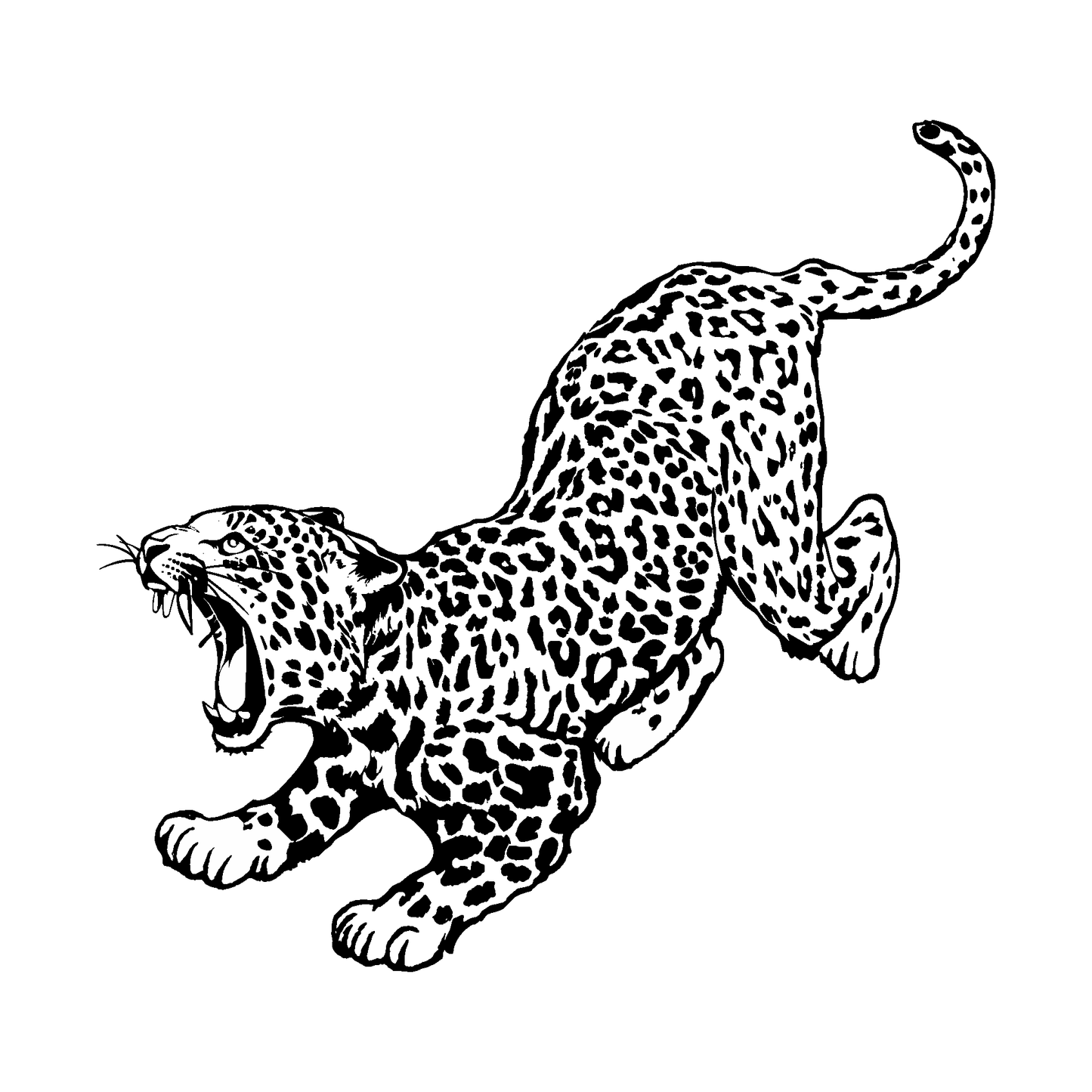 SteezyInk Roaring Leap Temporary Tattoo - Black leopard design, embodying strength and agility.