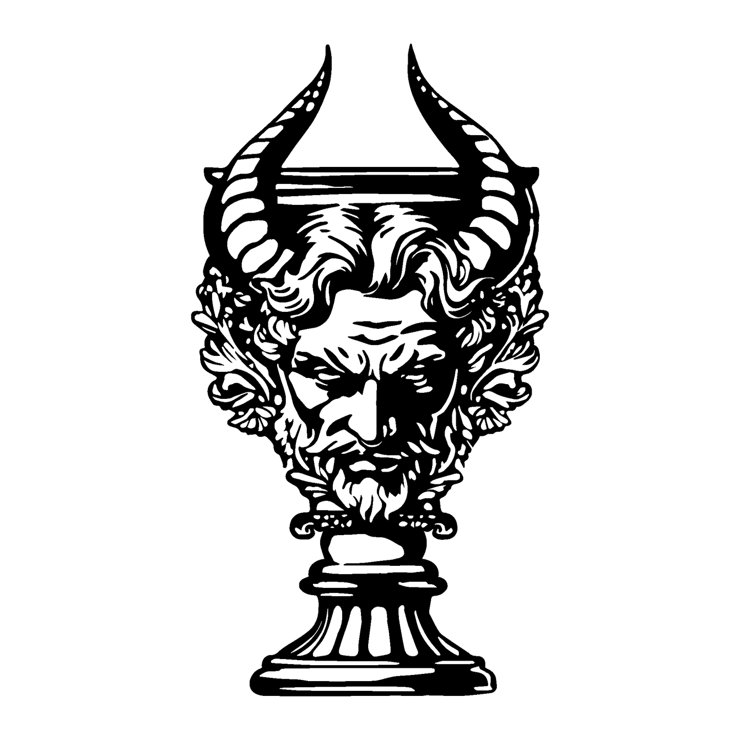 SteezyInk Eternal Watcher Temporary Tattoo. Majestic horned bust with intricate details, symbolizing wisdom and power.