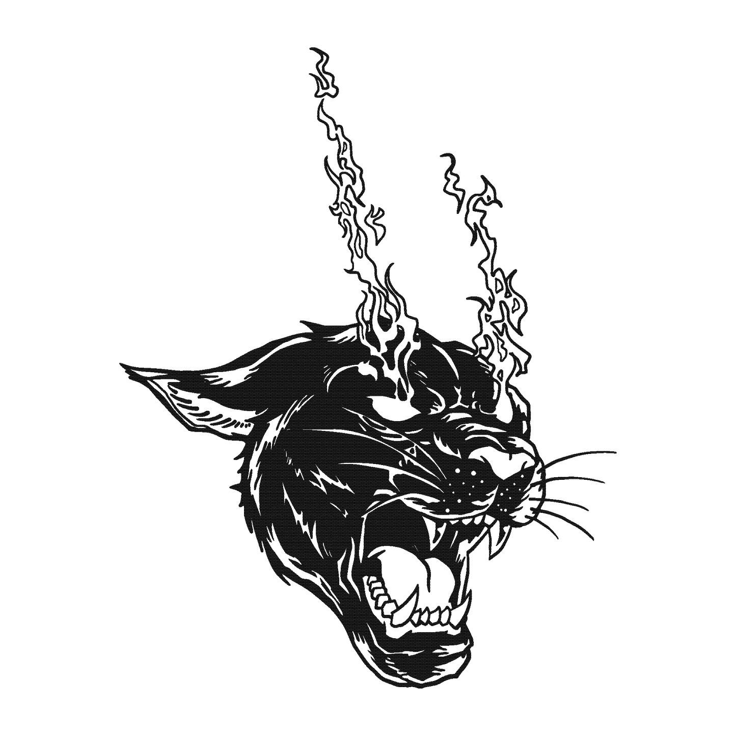SteezyInk Infernal Panther Temporary Tattoo: Black panther head with flames, symbolizing power.