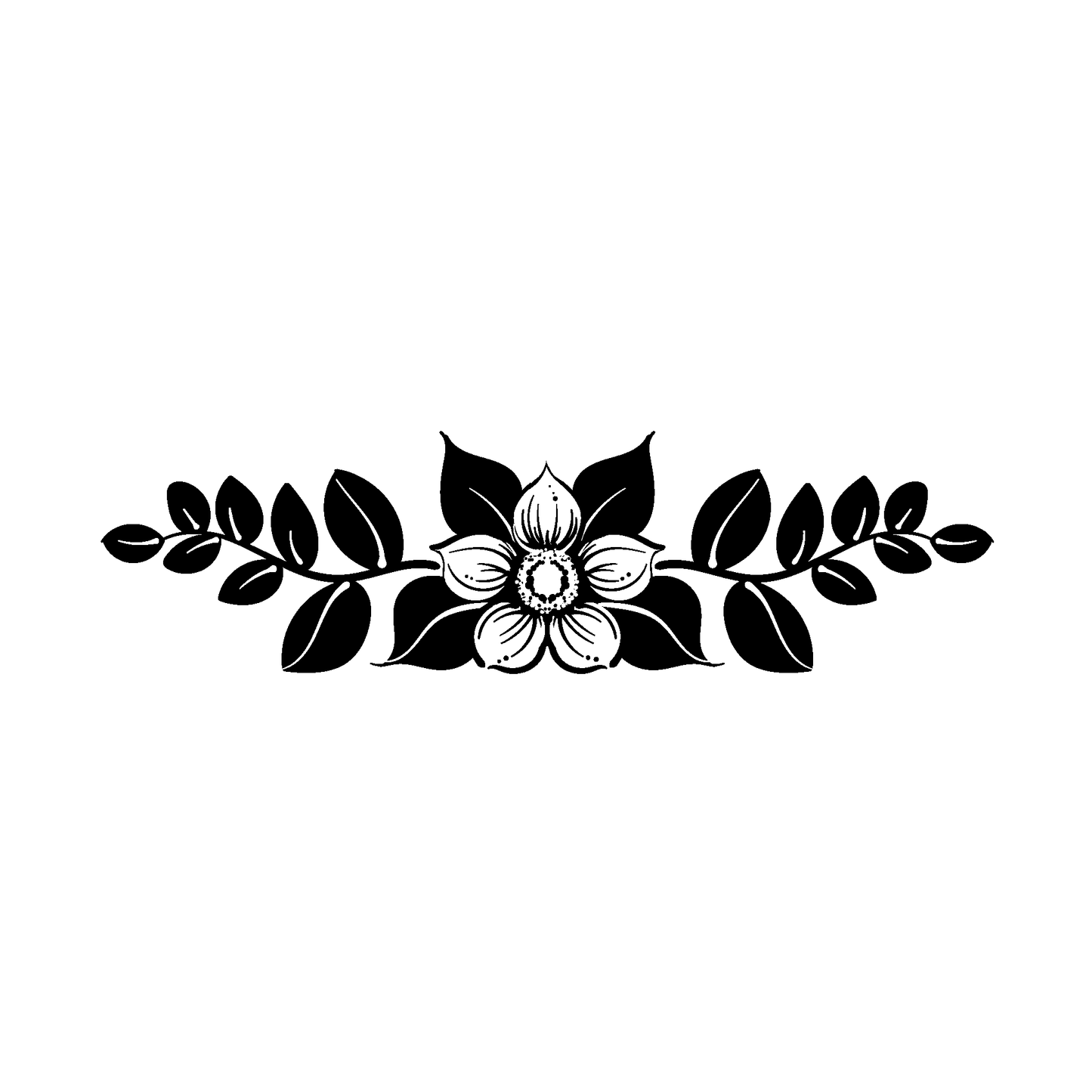 SteezyInk Floral Collarbone Temporary Tattoo - Black floral design with leaves, natural beauty