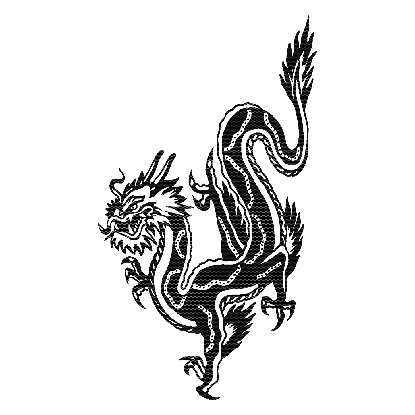 SteezyInk Traditional Dragon Temporary Tattoo, black dragon design