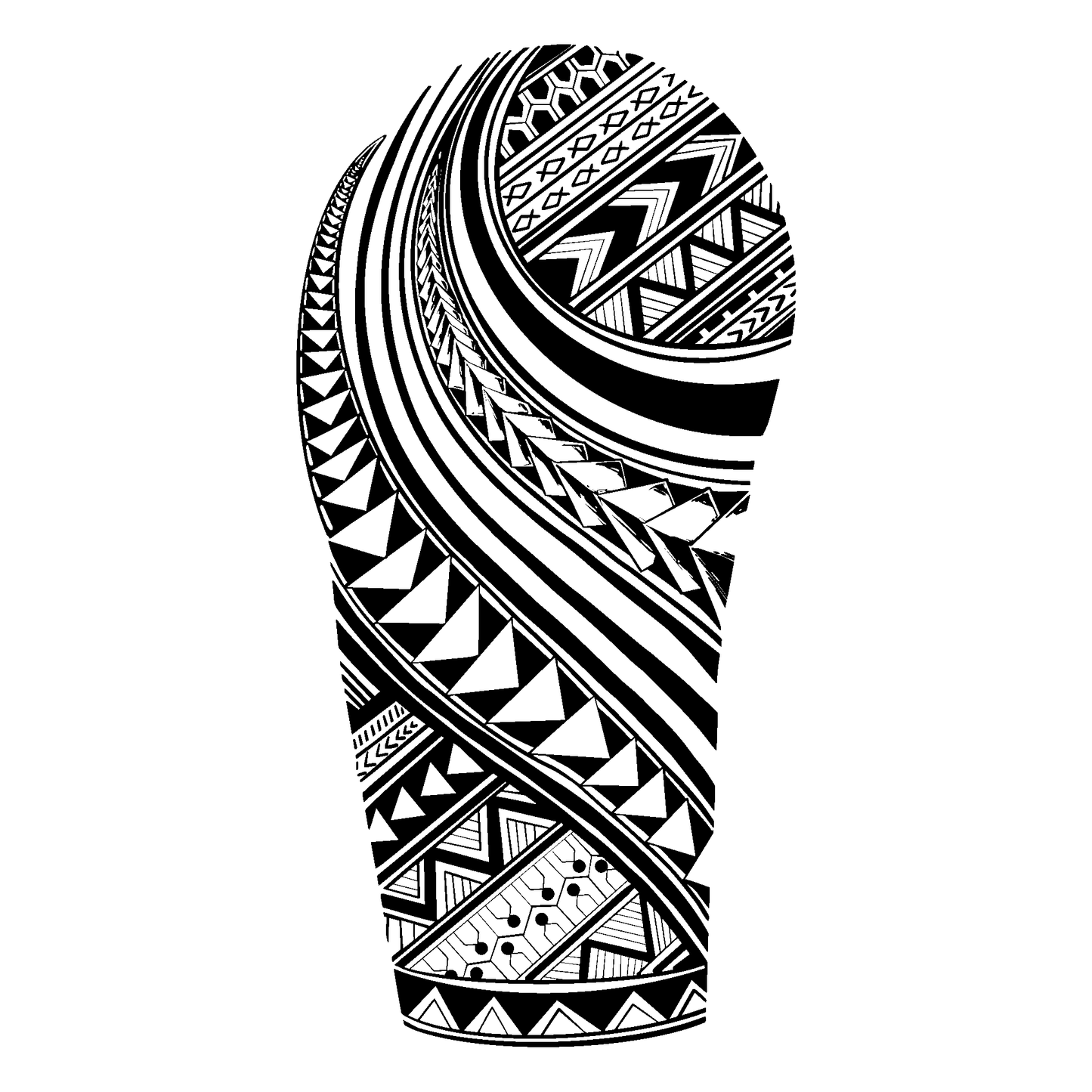 SteezyInk Geometric Tribal Temporary Tattoo, black ink design on sleeve