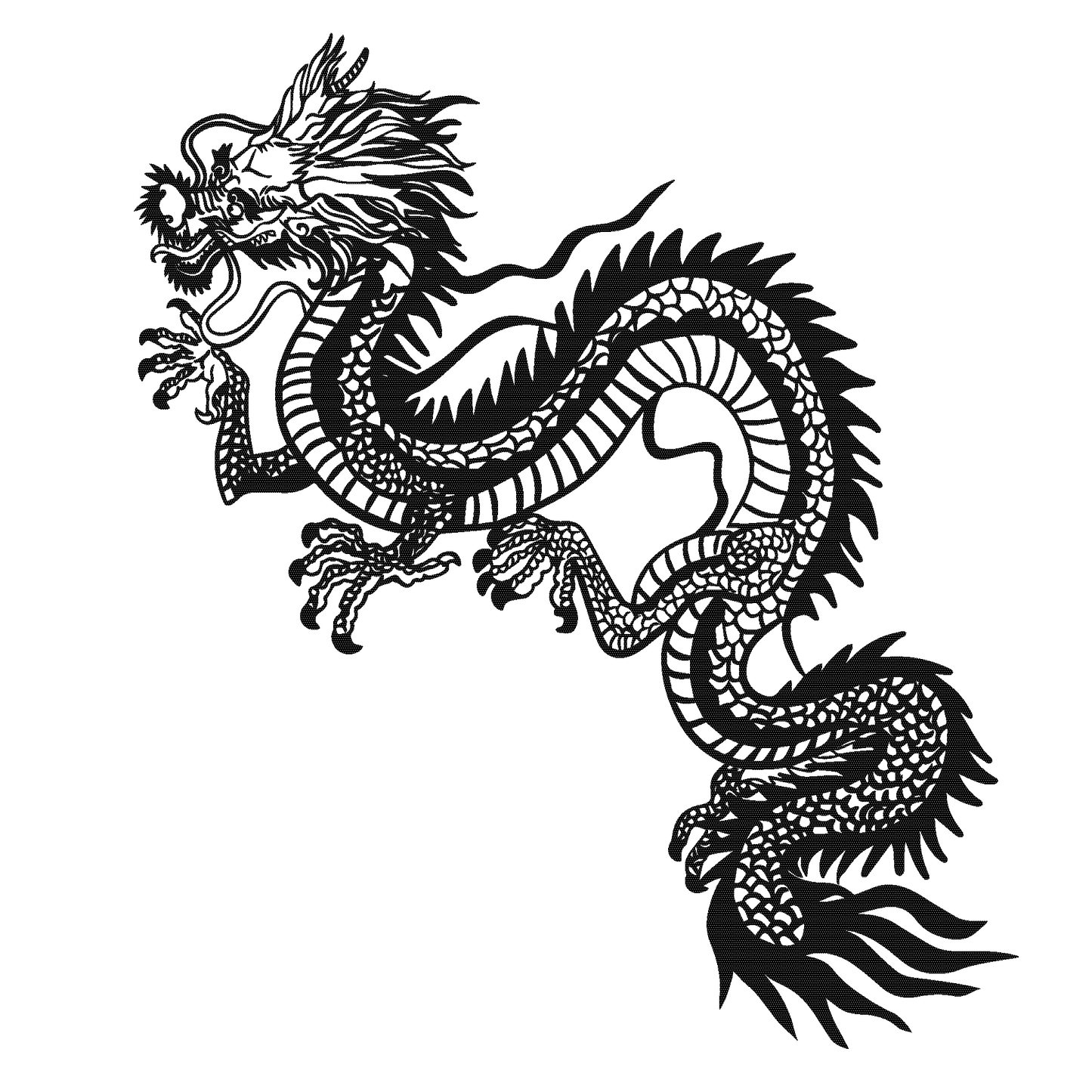 SteezyInk Chinese Dragon Temporary Tattoo - Intricate black dragon design, embodying power and protection