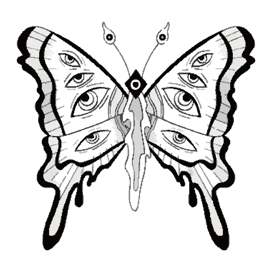 SteezyInk All-Seeing Wings Temporary Tattoo: Surreal butterfly design with eyes on wings, perfect for self-expression.