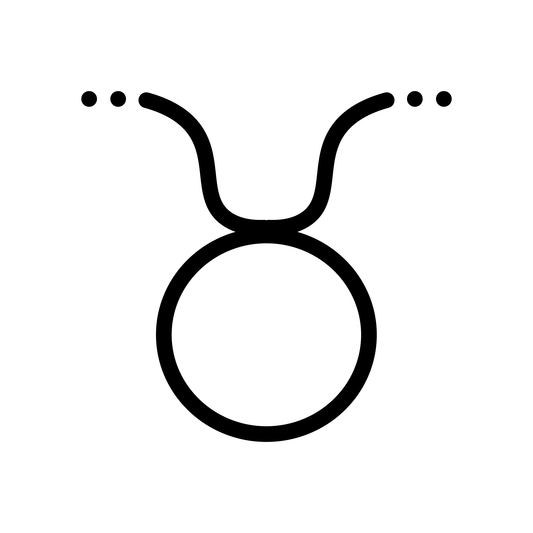 SteezyInk Taurus temporary tattoo design in black. 1 x 1 inch. Representing determination and beauty.