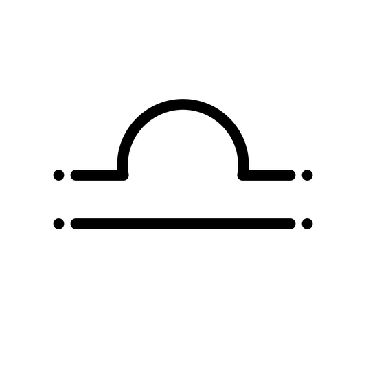 Libra symbol temporary tattoo, black outline, skin-safe Pure Black Ink™, zodiac sign