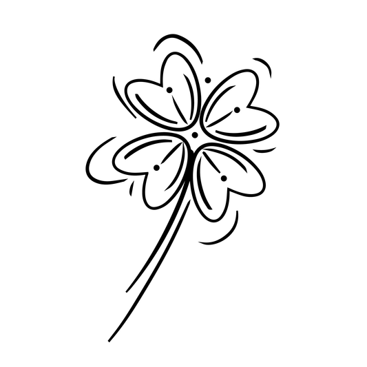 SteezyInk Lucky Clover Temporary Tattoo - Black outline of a four-leaf clover