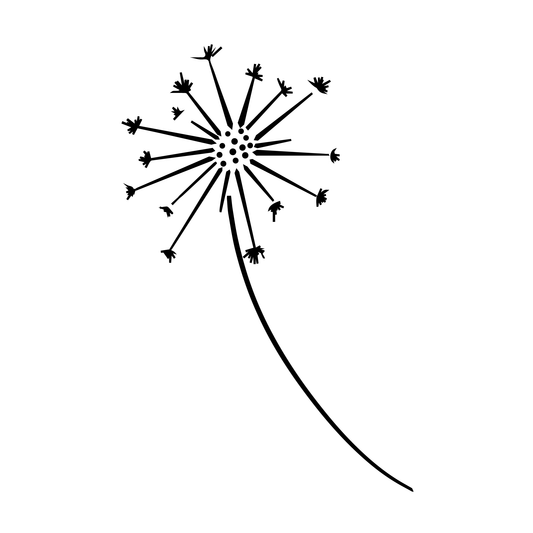 SteezyInk Dandelion Dream temporary tattoo design. Black dandelion seed head on white background.
