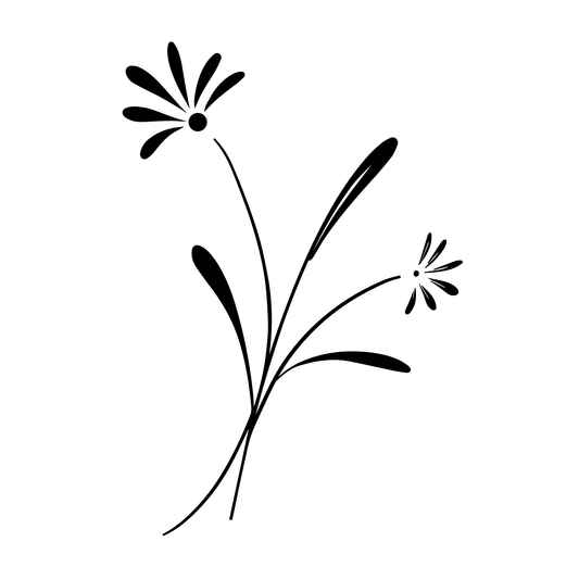 SteezyInk Wildflower Wanderer Temporary Tattoo, black wildflower design, skin-safe and plant-based