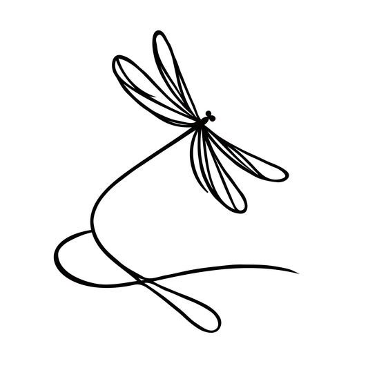 SteezyInk Mini Dragonfly Temporary Tattoo, elegant black line art design, minimalist nature tattoo