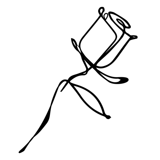 Flowy Rose Temporary Tattoo design in black, abstract floral art for semi-permanent SteezyInk tattoos.