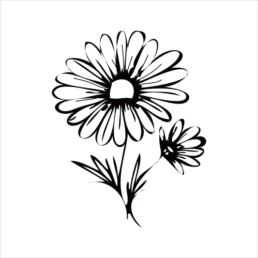 SteezyInk Daisy Delight temporary tattoo design. Black floral daisy tattoo, 2 x 2 inch.