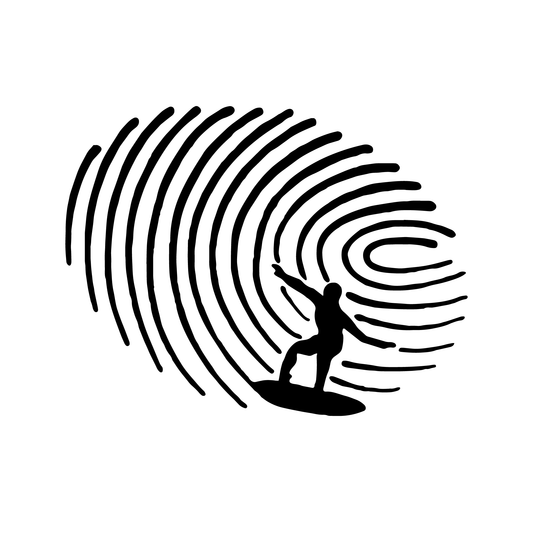 Fingerprint Wave Temporary Tattoo - 2x2 inch, black surfer design. SteezyInk semi-permanent body art.