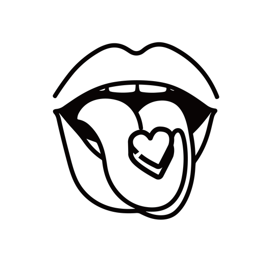 Euphoric Taste Temporary Tattoo featuring a heart pill on a tongue, SteezyInk
