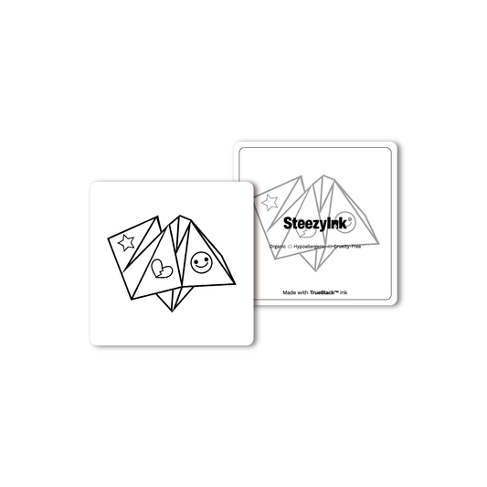 SteezyInk Paper Fortune Teller Temporary Tattoo, plant-based ink, 2x2 inch, nostalgic design