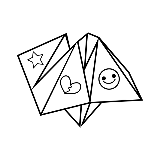 Paper Fortune Teller Temporary Tattoo Design, 2x2 inch, nostalgic and playful