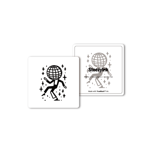 Disco Divo temporary tattoo, black design with globe head and Pure Black Ink™.