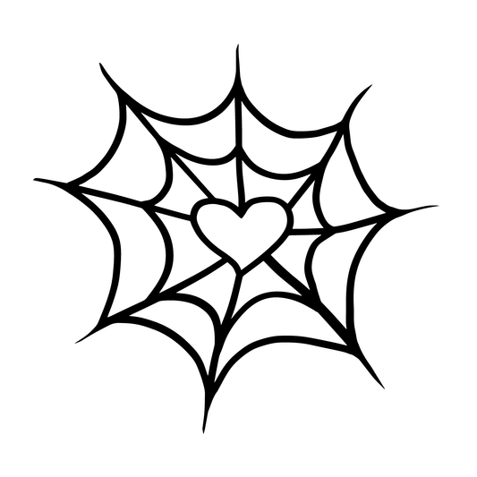 SteezyInk Spider Web Heart Temporary Tattoo 2x2 inch. Black heart within a web design