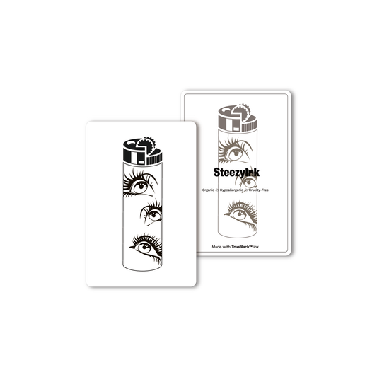 Lighter Eyes Temporary Tattoo, Pure Black Ink™, black and white eye design on a lighter
