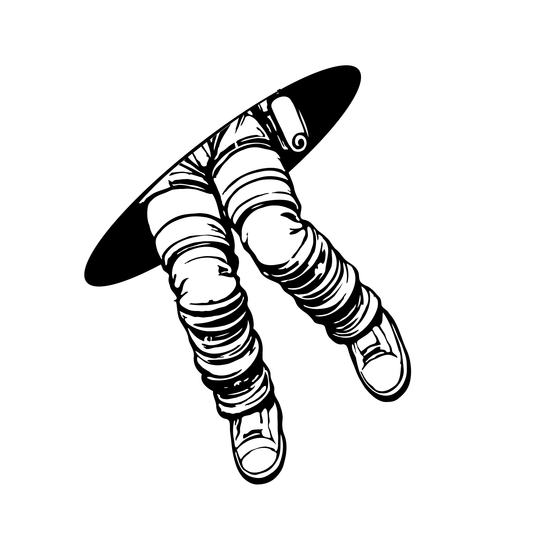 SteezyInk Portal Jumper 3x3 inch tattoo design featuring astronaut legs emerging from a portal, a daring space-themed tattoo.