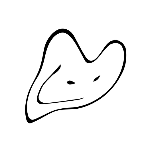 Abstract Smile Temporary Tattoo by SteezyInk, black design on white background, representing a melting smiley face.