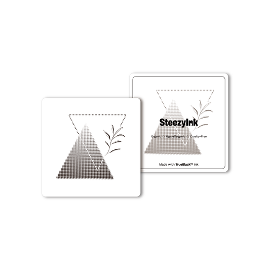 Geometric Stipple Triangle Temporary Tattoo, made with Pure Black Ink™, organic and hypoallergenic.