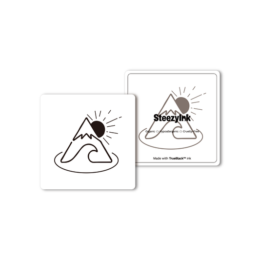 Summit Splash Temporary Tattoo, mountain and wave design, made with Pure Black Ink™.