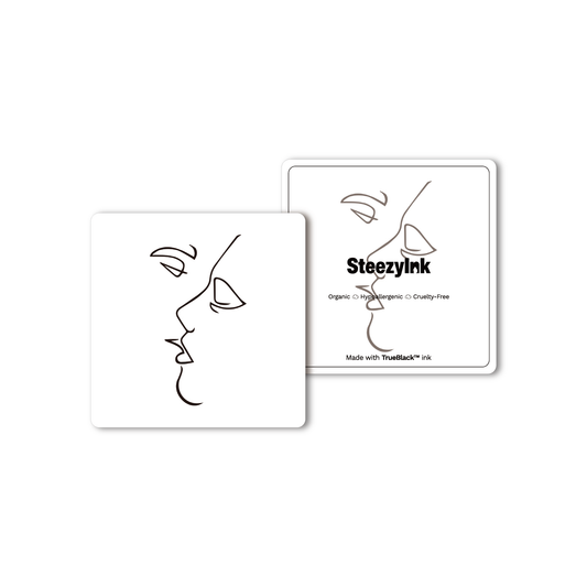 Profile Tattoo, 3x3 inch, using Pure Black Ink™, hypoallergenic semi-permanent tattoo
