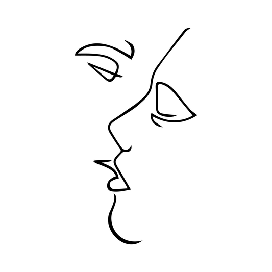 Profile face line art tattoo, 3x3 inch, using Pure Black Ink™, semi-permanent tattoo