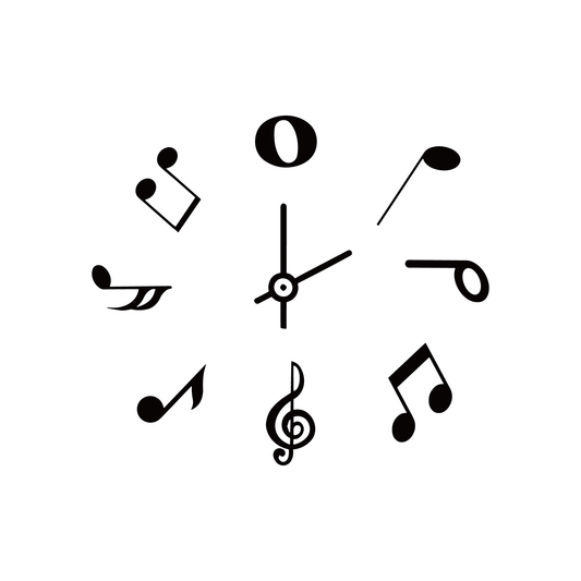 Tempo of Life Temporary Tattoo - Clock design with musical notes and symbols