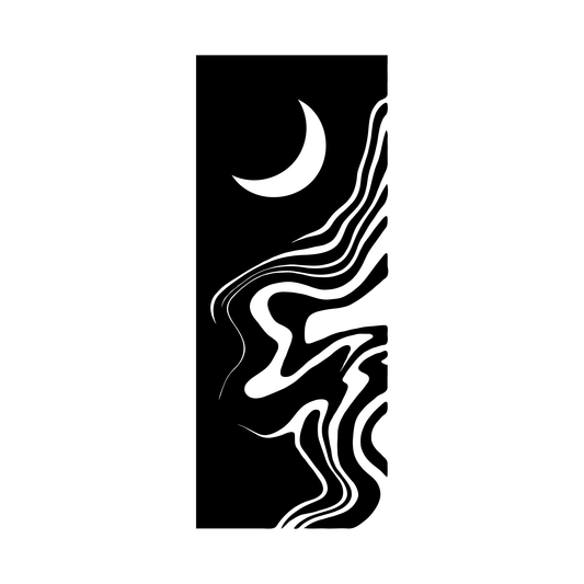 SteezyInk Night Flow temporary tattoo design, black and white flowing moon-inspired art, PureBlack™ ink
