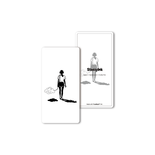 Walking Cloud Temporary Tattoo design, black ink, skin-safe, made with Pure Black Ink™.