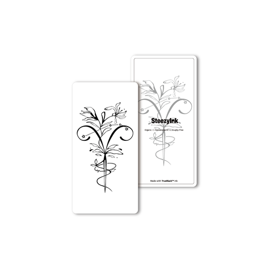 Floral Grace temporary tattoo design with Pure Black Ink™, floral design