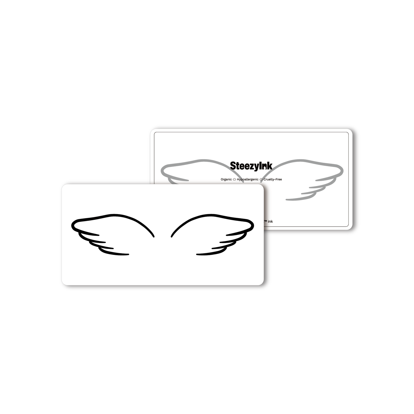 Angel Wings Temporary Tattoo - Minimal black wing design, Pure Black Ink™, 2x4 inch